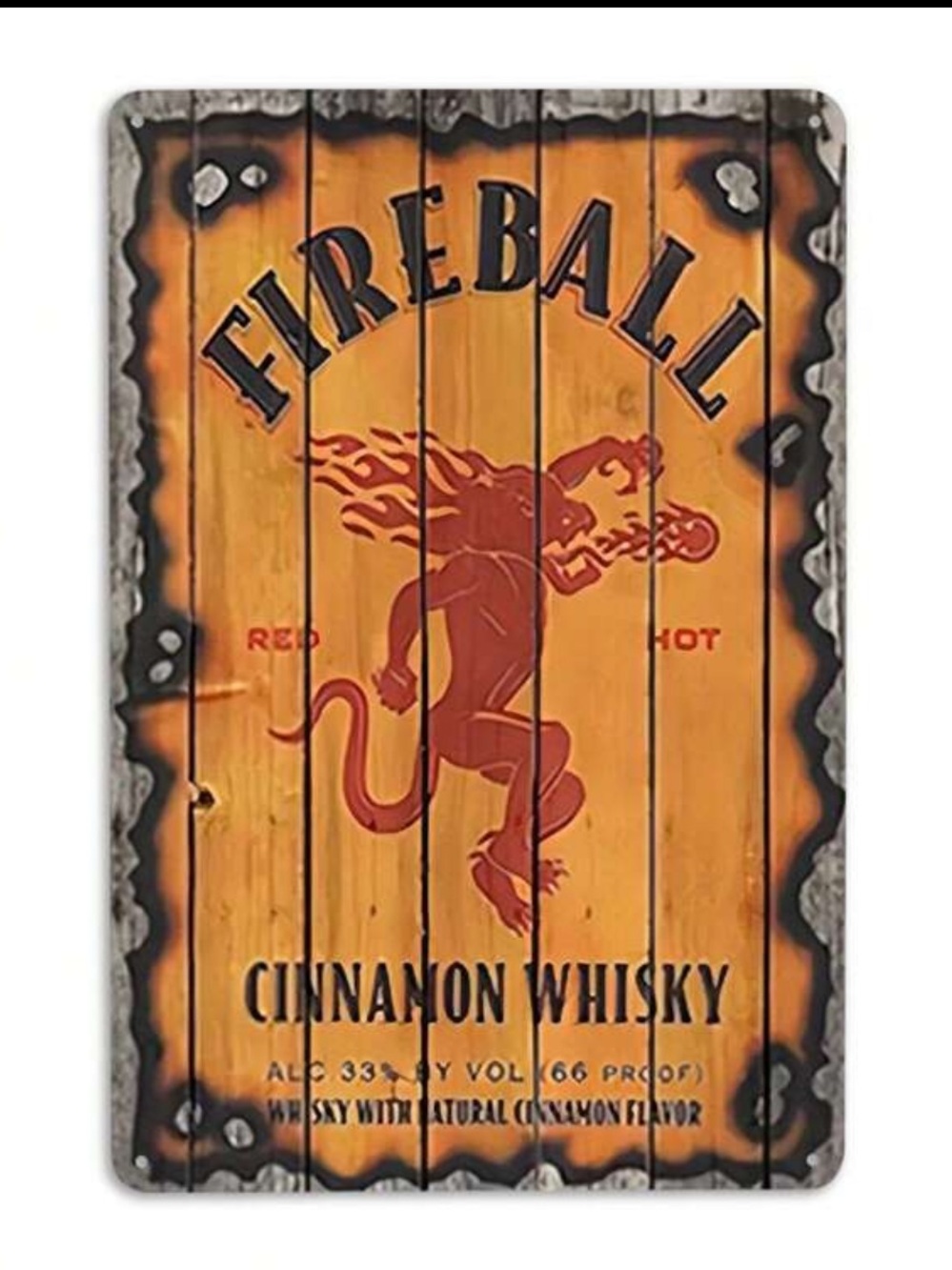Fireball Cinnamon Whisky Vintage Metal Decor NEW 🏷️